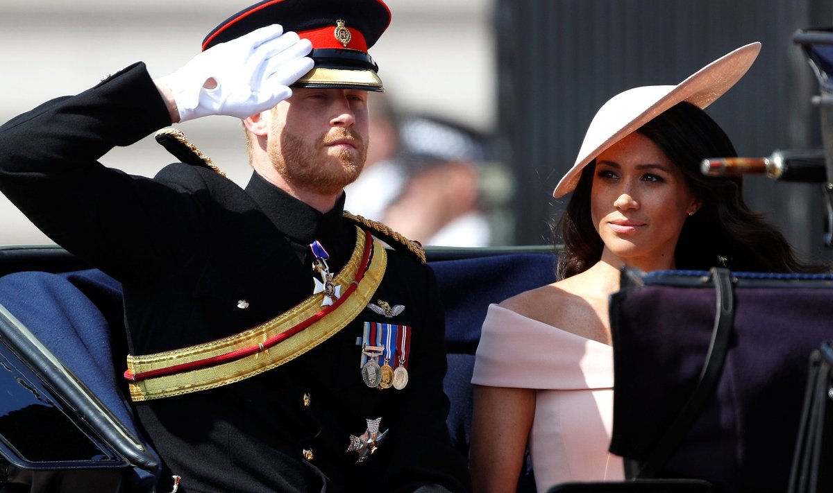 Britain's Prince Harry and Meghan, Duchess of Sussex, take part in the Trooping the Colour parade in central London