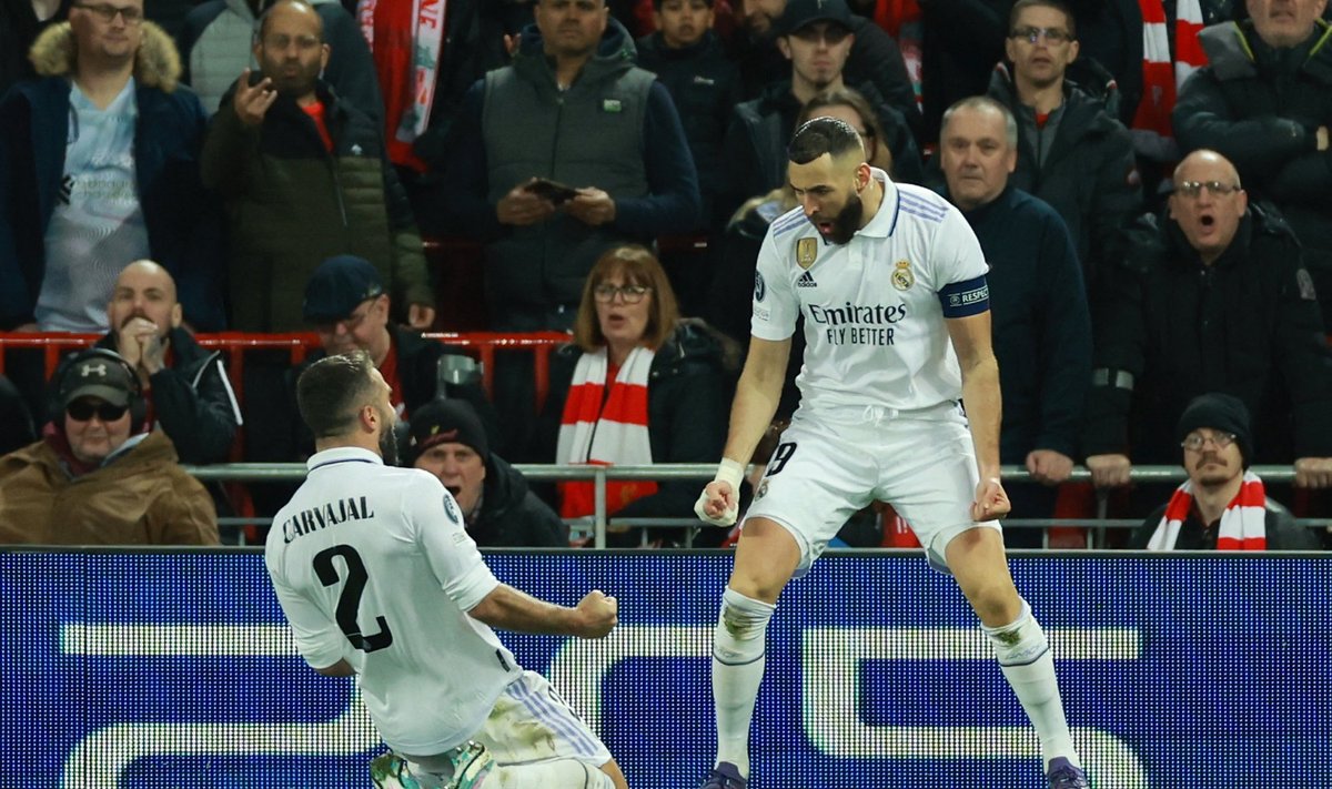 Karim Benzema lõi Liverpoolile kaks väravat