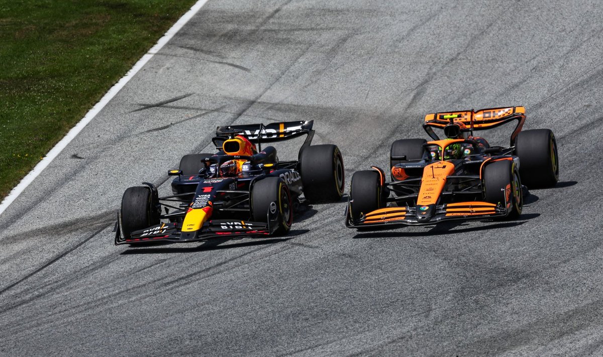 Max Verstappen (vasakul) ja Lando Norris.