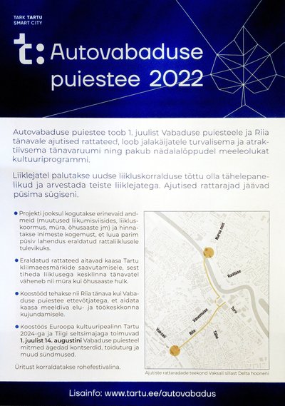 VÄHENDAB SÜNDMUSE KESKKONNAMÕJU: Autovabaduse puiestee 2022 propagandatrükis.