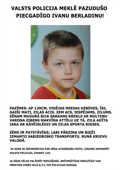 Lätis kadunud 5-aastane Vanja
