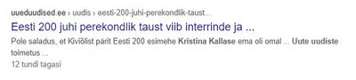 Kristina Kallase vanematest rääkiva Uute Uudiste loo osaline tekst. 
