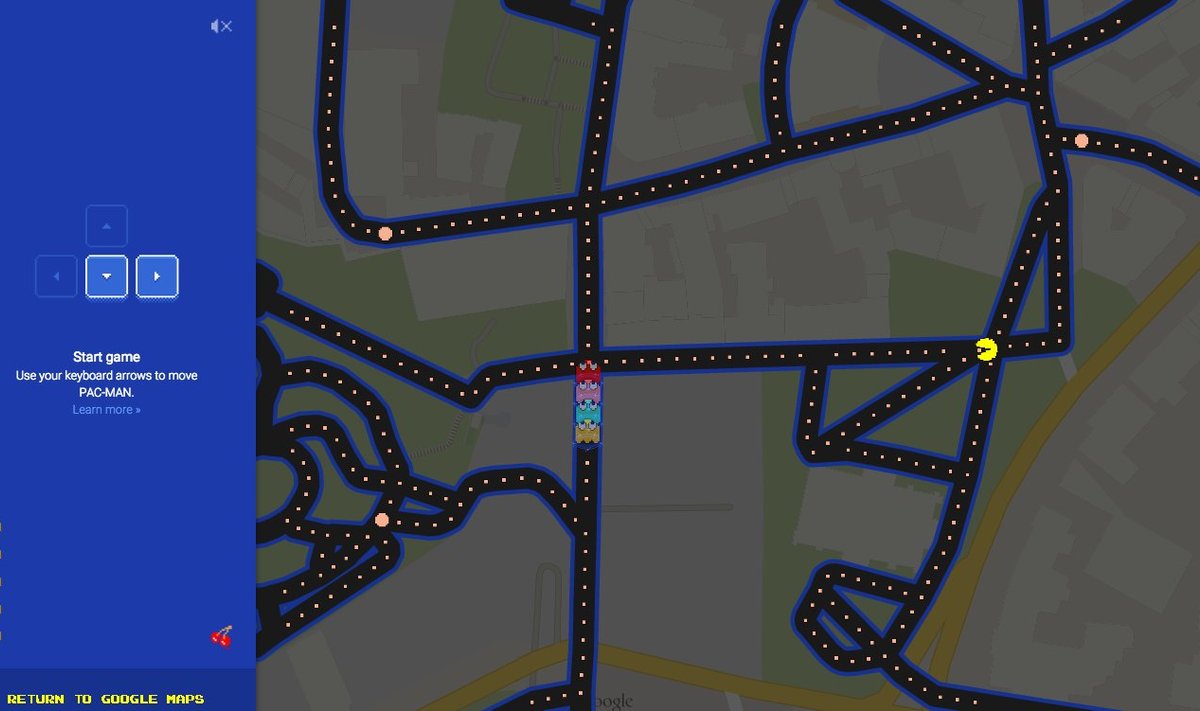 PacMan Google Mapsis