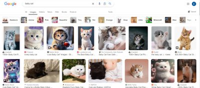 Näide Google'i otsingutulemustest, kus esineb päris fotode kõrval AI genereeritud pilte