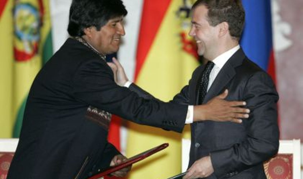 Evo Morales ja Dmitri Medvedev Kremlis