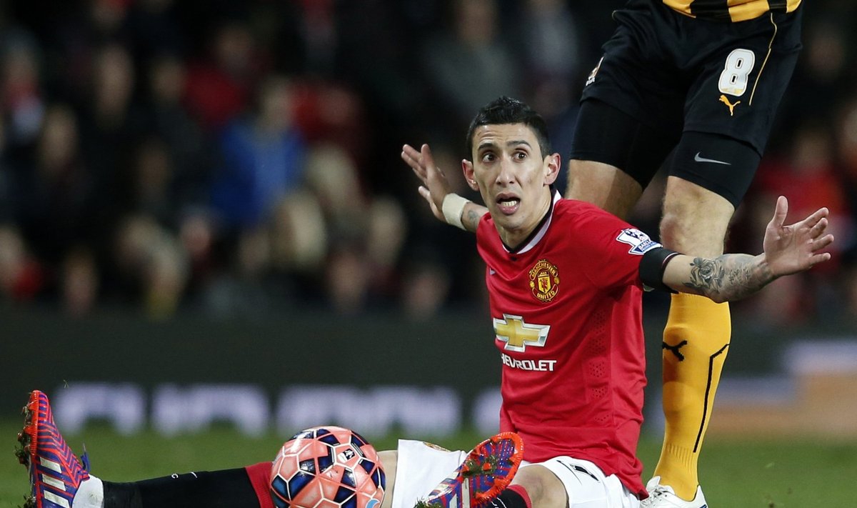 Manchester United's Di Maria reacts during their FA Cup fourth round soccer match against Cambridge United at Old Trafford in Manchester