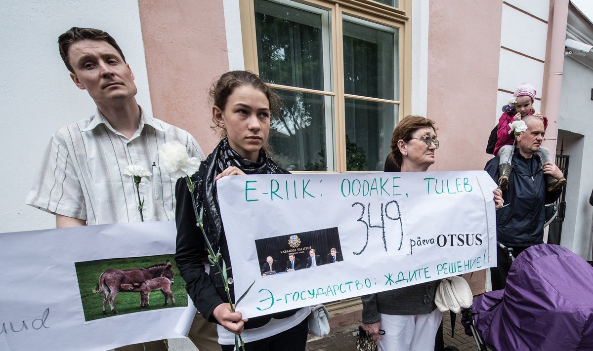 PROTEST:  MTÜ Vene kool Eestis pikett Stenbocki maja ees 2013. aastal. 