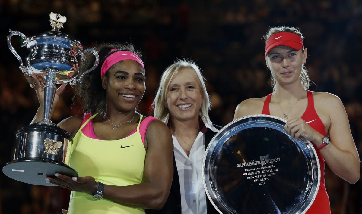 Martina Navratilova koos Serena Williamsi ja Maria Šarapovaga