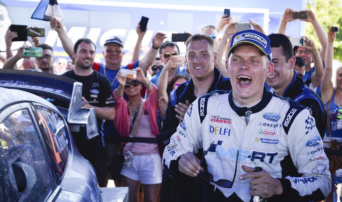 Ott Tänaku karjääri esimene tõeliselt suur hetk: ta on äsja Sardiinias võitnud oma esimese WRC-ralli