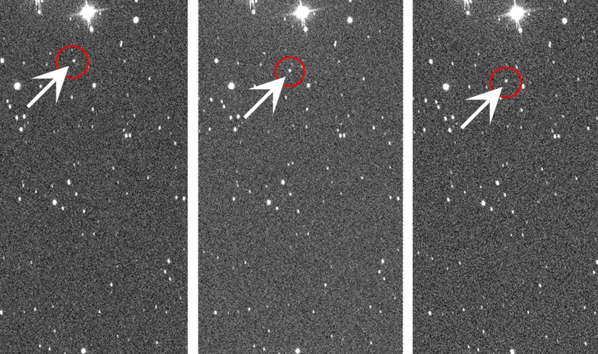 Maa-lähedane asteroid 2010 WC9. (Fotod: Tõnis Eenmäe, Tartu Observatoorium / kollaaž: Anette Parksepp)