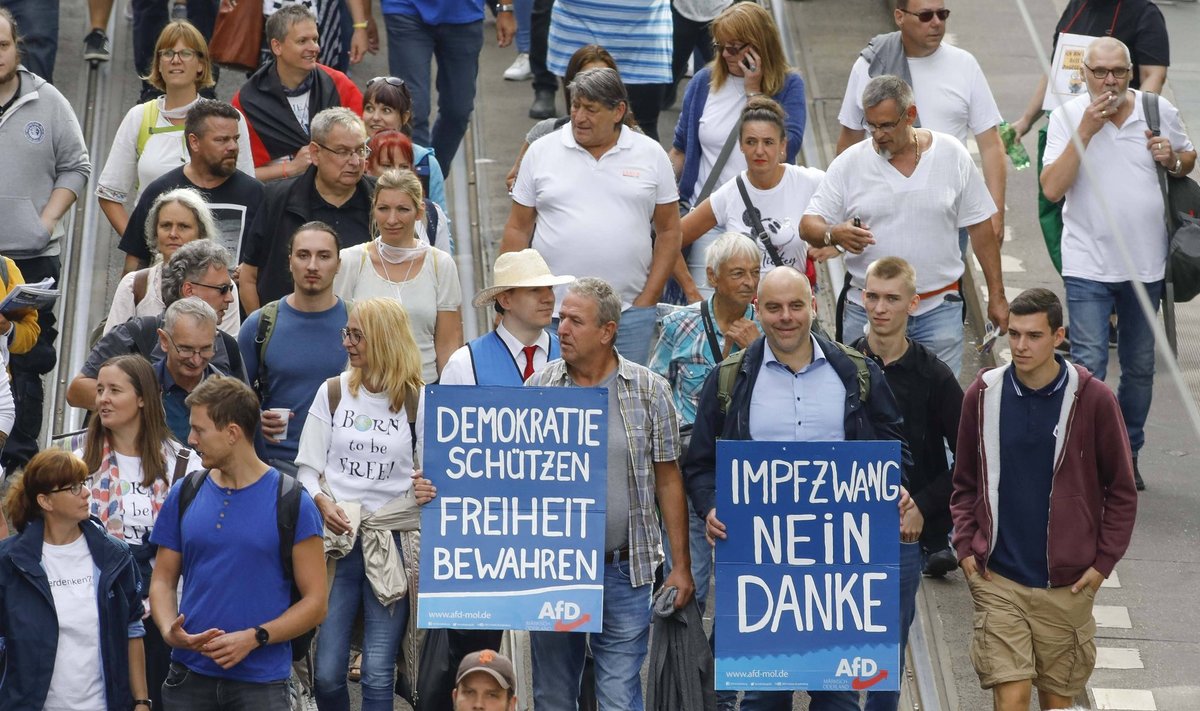 Augusti lõpul Berliinis koroonapiirangute vastasel meeleavaldusel oli esindatud ka erakond Alternatiiv Saksamaale.
