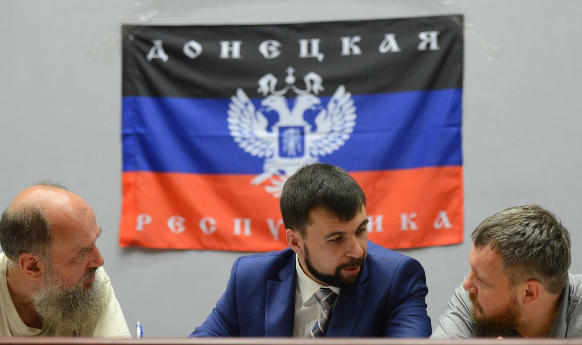 Donetski rahvavabariigi liidrid (vasakult): Vladimir Makovitš, Denis Pušilin ja Andrei Purgin