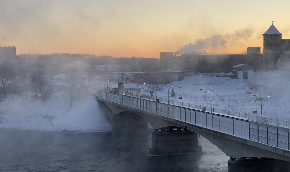 Мост дружбы на границе Эстония-Россия, 3 января 2024