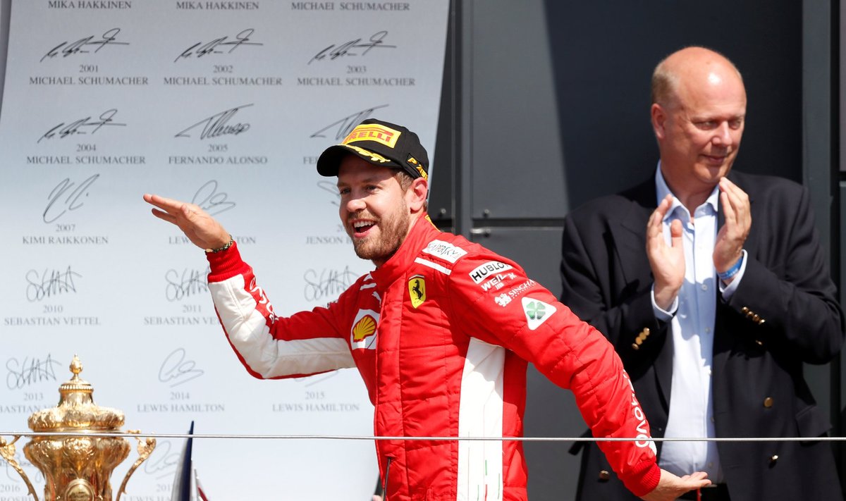Sebastian Vettel sai briti fännide ees võidutantsu lüüa.