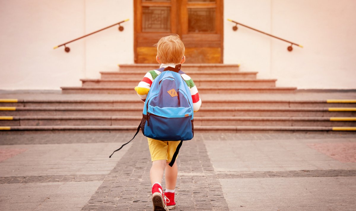 Happy,Smiling,Kid,In,Glasses,Is,Going,To,School,For