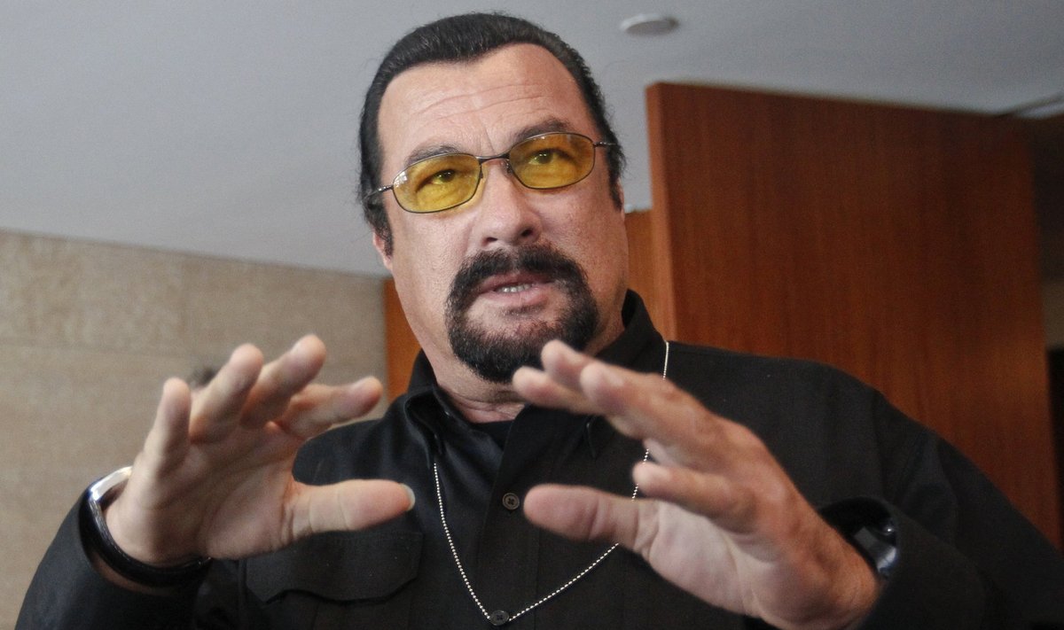 U.S. actor Steven Seagal speaks to the media at a news conference in Moscow