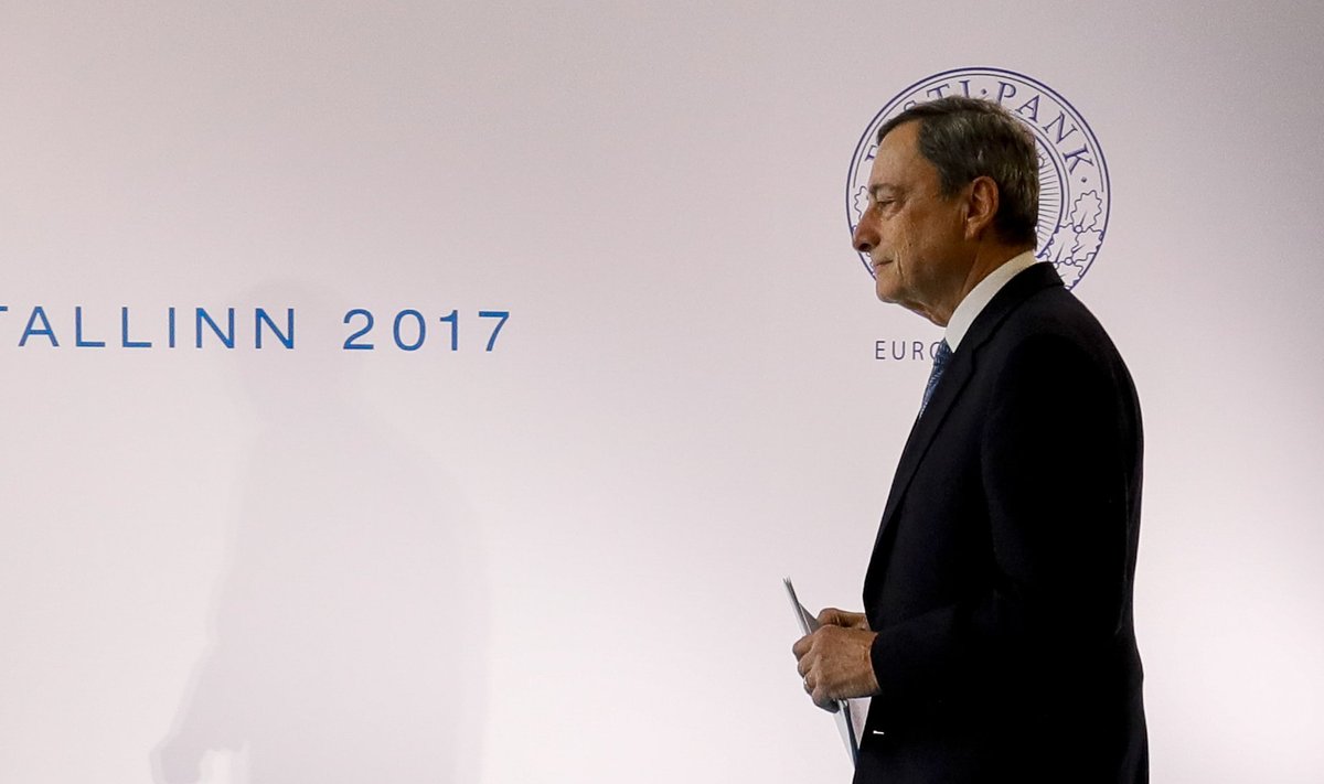 Euroopa Keskpanga juht Mario Draghi keskpanga pressikonverentsil Tallinnas