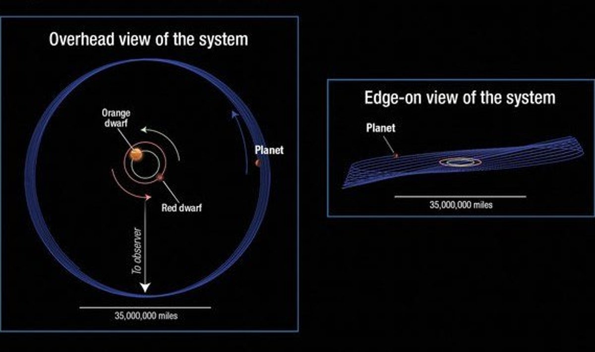 Kepler-413 süsteem kunstniku nägemuses (Foto: A. Feild/ESA/NASA)