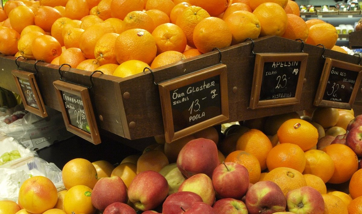 Poola õunad ja Hispaania apelsinid Eesti kaupluses