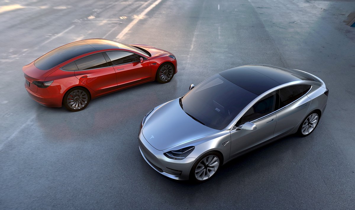 Tesla Motorsi massiturule mõeldud Model3 elektriauto.
