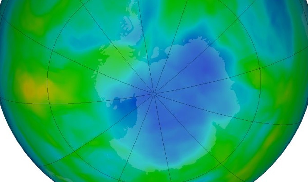 Hiljutised uuringud kinnitavad, et nn osooniauk lõunapooluse kohal on endiselt alles. (foto: ozonewatch.gsfc.nasa.gov)