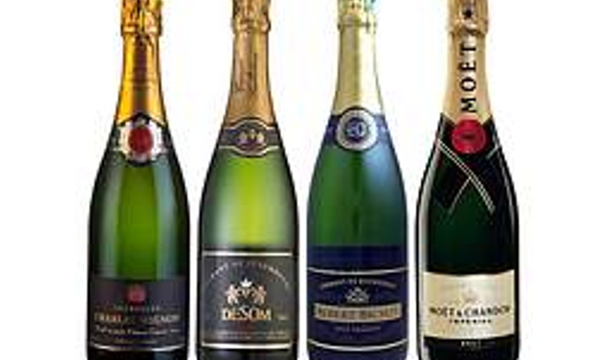 Vasakult: Champagne Charles Mignon Brut Ier Cru, Desom Cremant de Luxembourg, Albert Bichot Cremant de Bourgogne Brut Reserve, Moët & Chandon Champagne Brut Imperial