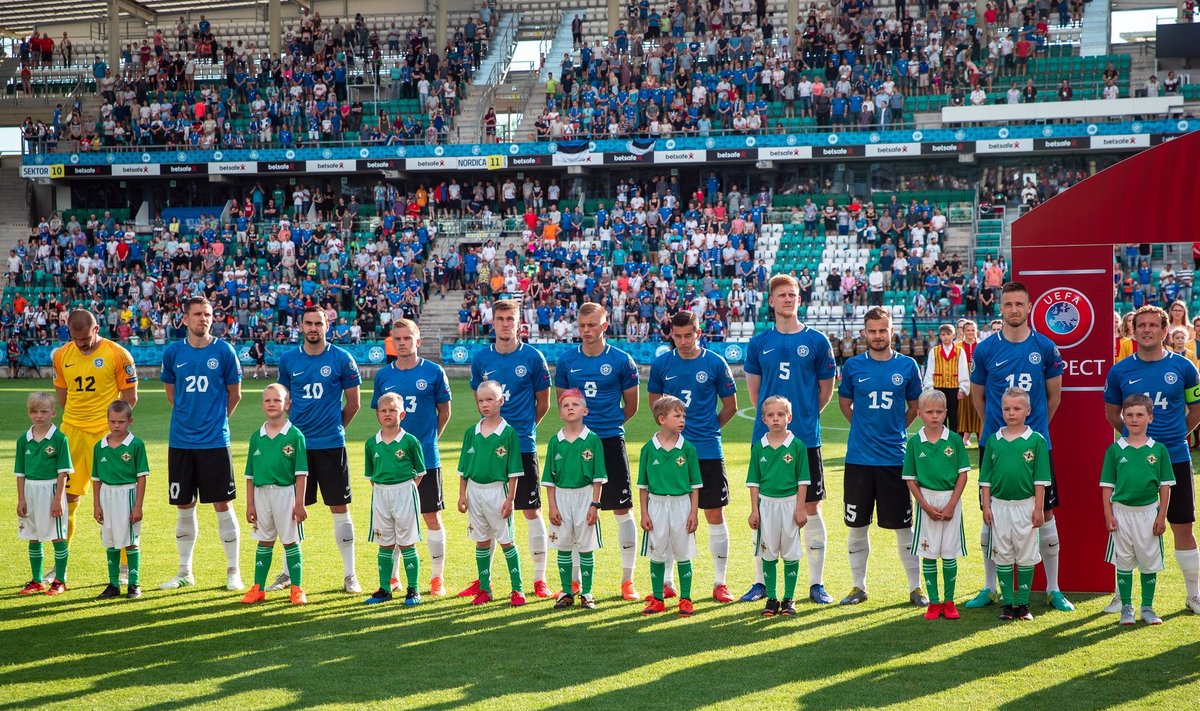 Eesti jalgpallikoondis mängus Põhja-Iirimaaga.