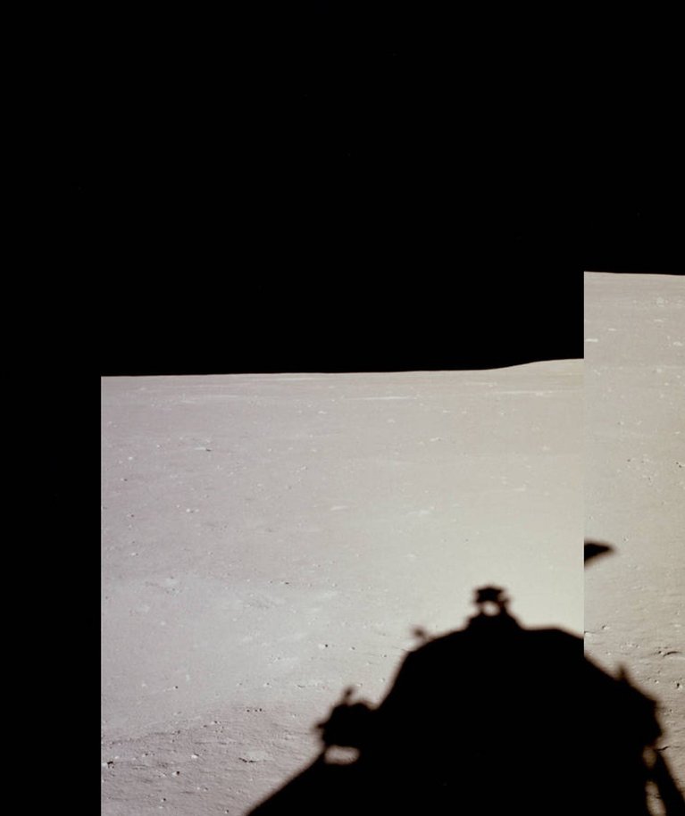 KOLM VAADET: Selline vaatepilt avanes Apollo 11 meeskonnale mõni hetk pärast Kuule maanudmist. Vasakul vaade kuumooduli vasakust aknast, kus istus Neil Armstrong. Keskel ja paremal Buzz Aldrini aknast nähtu.