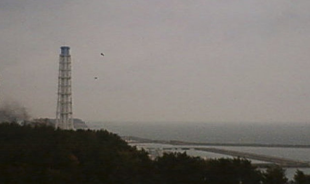 Veebikaamera foto Fukushima tuumajaamast, kust tõuseb 15. märtsi varahommikul kella seitsme ajal suitsu. Plahvatus toimus teises reaktoris umbes tund varem.