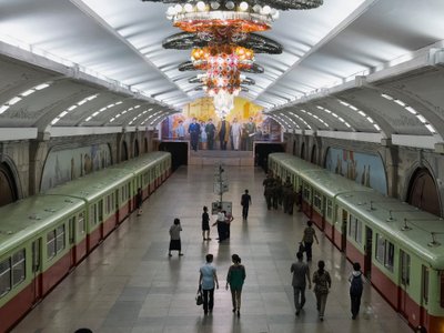 Subway station, Pyongyang, North Korea, Asia. Image shot 2015. Exact date unknown.