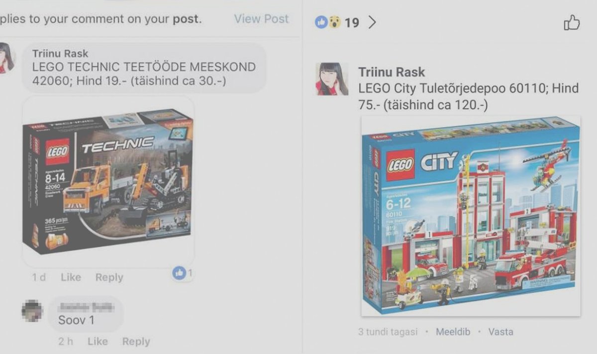 Triinu Rask müüs Lego tooteid täishinnast oluliselt odavamalt.