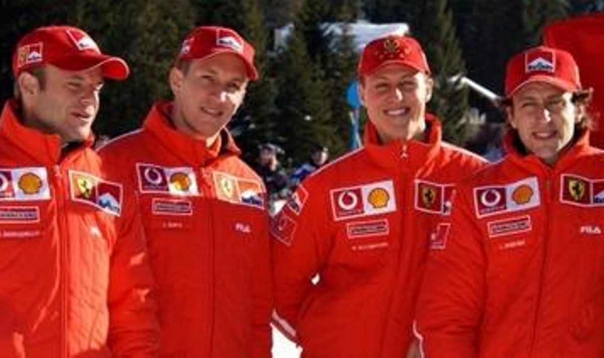 Rubens Barrichello, Luciano Burti, Michael Schumacher ja Luca Badoer