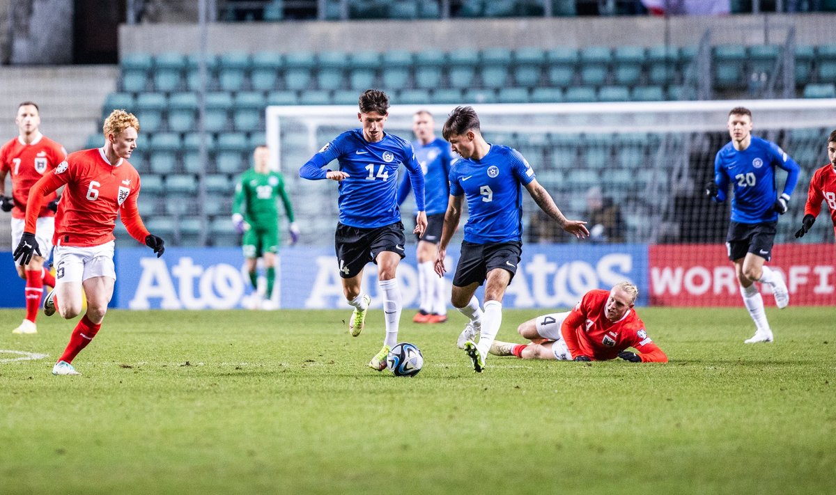 Eesti jalgpallikoondis EM-i valiksarja viimases kodusmängus Austria vastu.