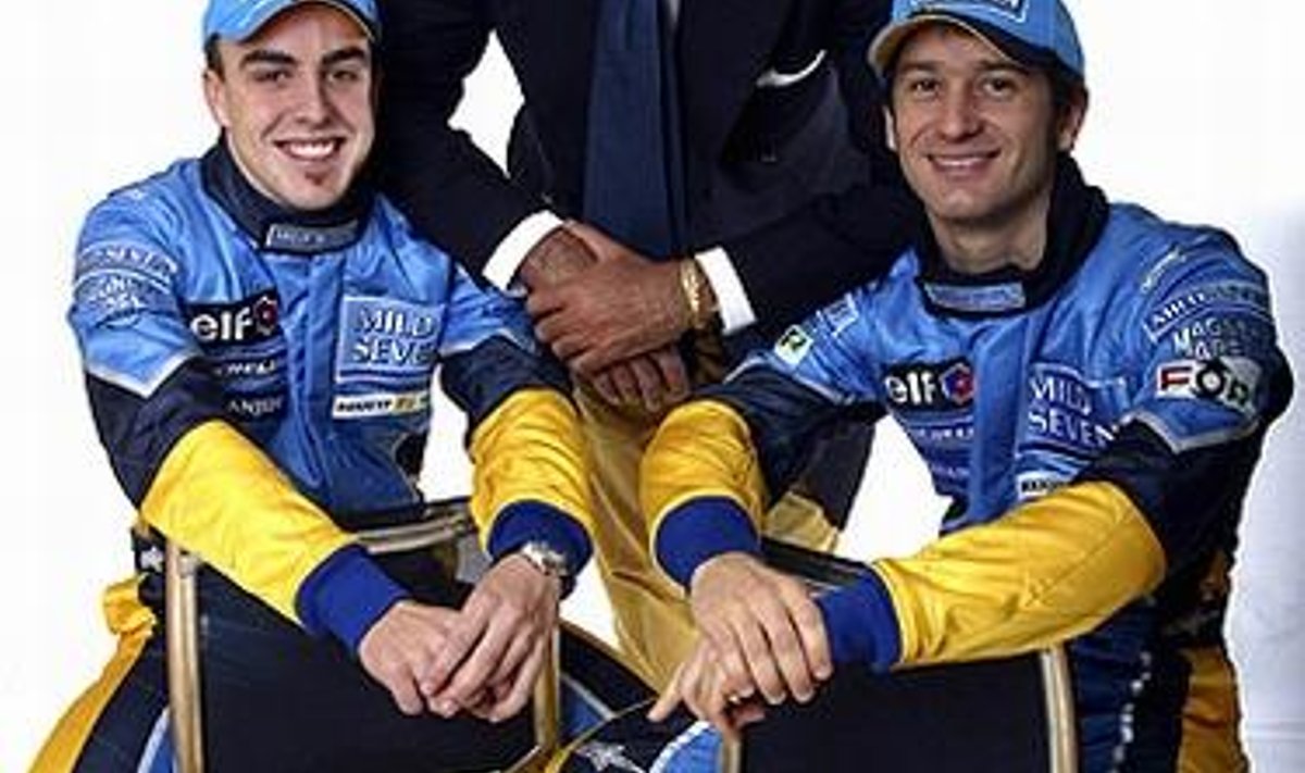Paremalt: Fernando Alonso, Flavio Briatore ja Jarno Trulli