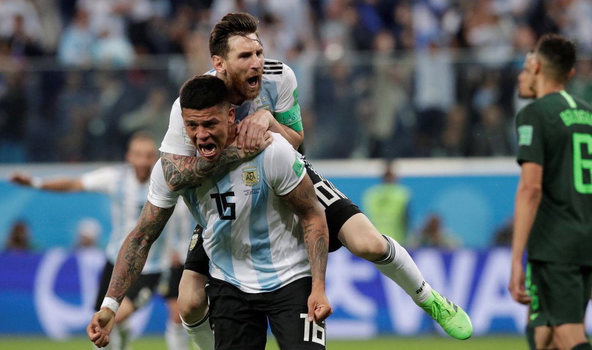 Argentina kangelased  Marcos Rojo ja Lionel Messi