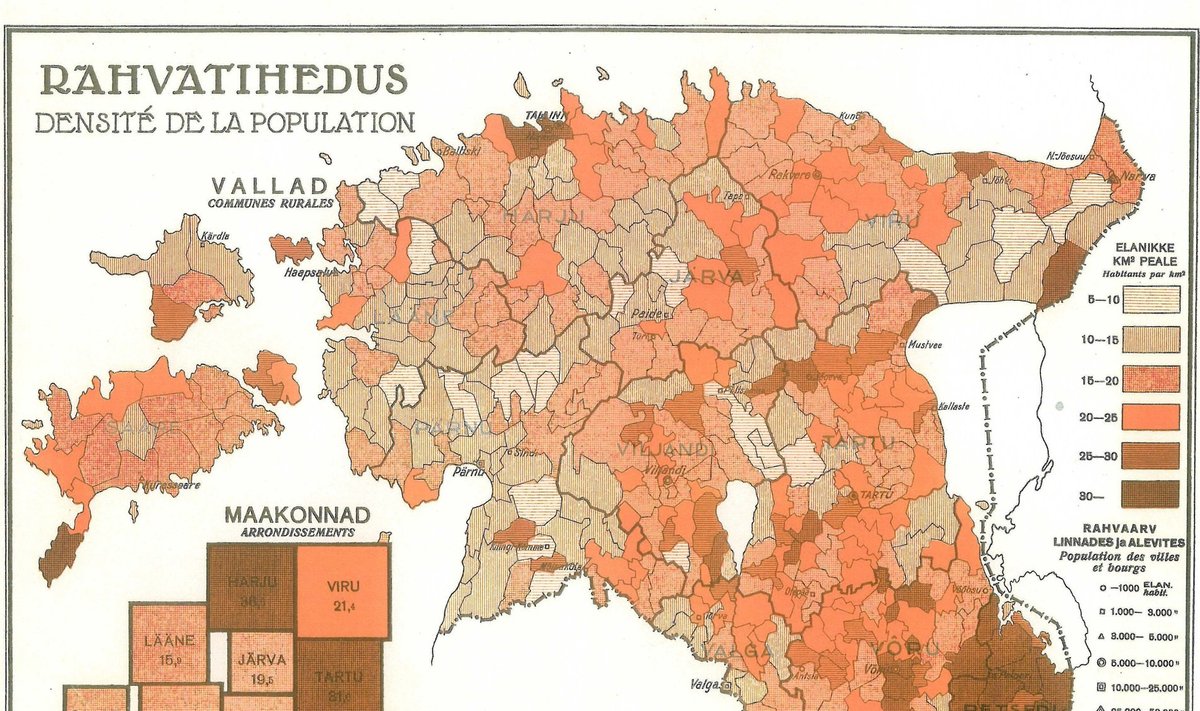 Eesti rahvastiku tihedus 1922. aastal