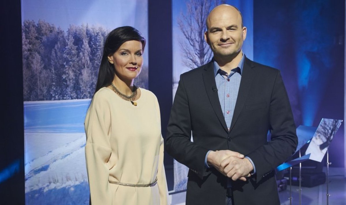 "Jõulutunneli" saatejuhid Katrin Viirpalu ja Rasmus Kagge. 
