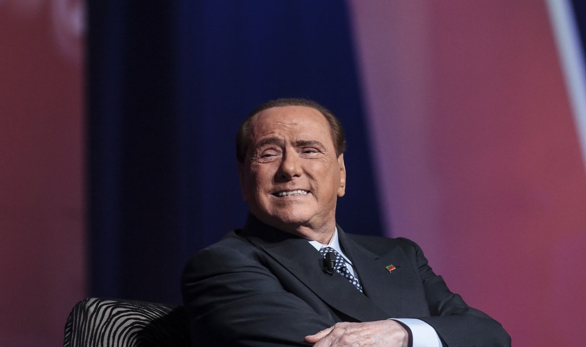 Leader of Forza Italia Silvio Berlusconi during the tv show Virus