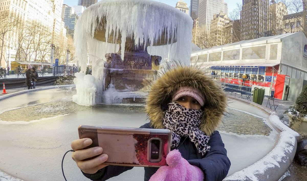 Jäine ilu - külmunud purskkaev New Yorgis