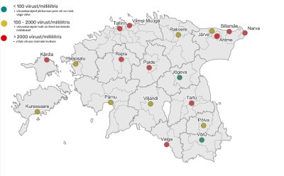 Koroonaviiruse reoveeseire kaart, jaanuari neljas nädala tulemused