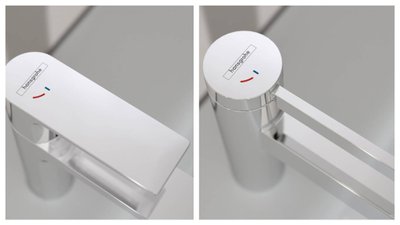 Tänu hansgrohe CoolStartile tarbitakse energiat kuuma vee saamiseks ainult siis, kui seda on vaja. hansgrohe Rebris E (vasakul) tarbib tänu EcoSmart+ tehnoloogiale ainult umbes 4 liitrit minutis.