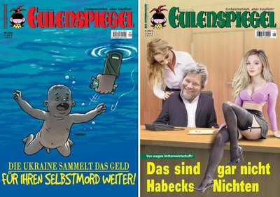 Слева — фейковая обложка июньского номера Eulenspiegel, справа — настоящая