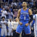 VIDEO: Westbrook ja Durant viskasid kahe peale pea 100 punkti ja Thunder võitis Magicut