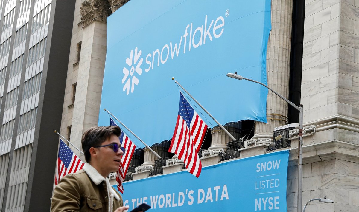 343 miljoni dollarilise 12 kuu kahjumiga Snowflake’i turuväärtus kerkis börsile minnes 64 miljardi dollarini.
