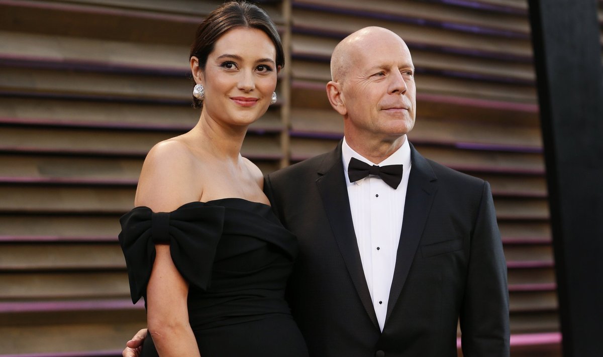 Bruce Willis ja Emma Heming saabuvad 2014. aasta Vanity Fairi Oscari-peole.