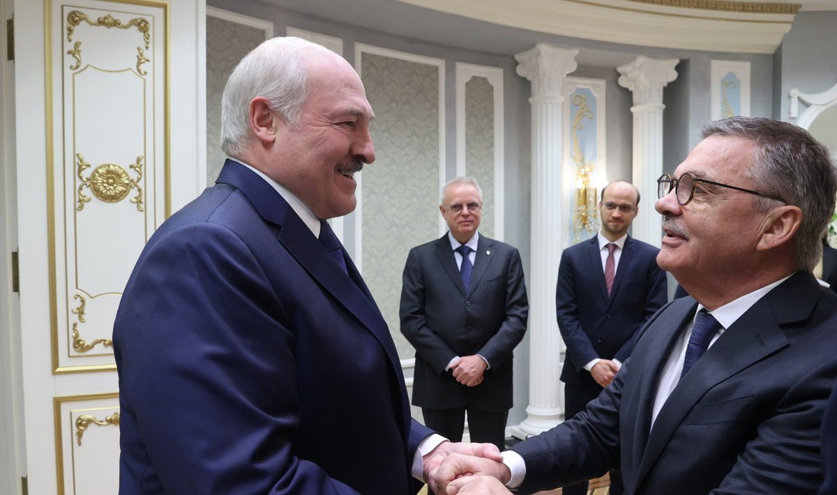 René Fasel ja Aleksandr Lukašenka eilsel kohtumisel.