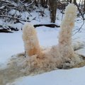 ФОТО | Редкое явление: необычные скульптуры из ледяной речной пены на Хийумаа