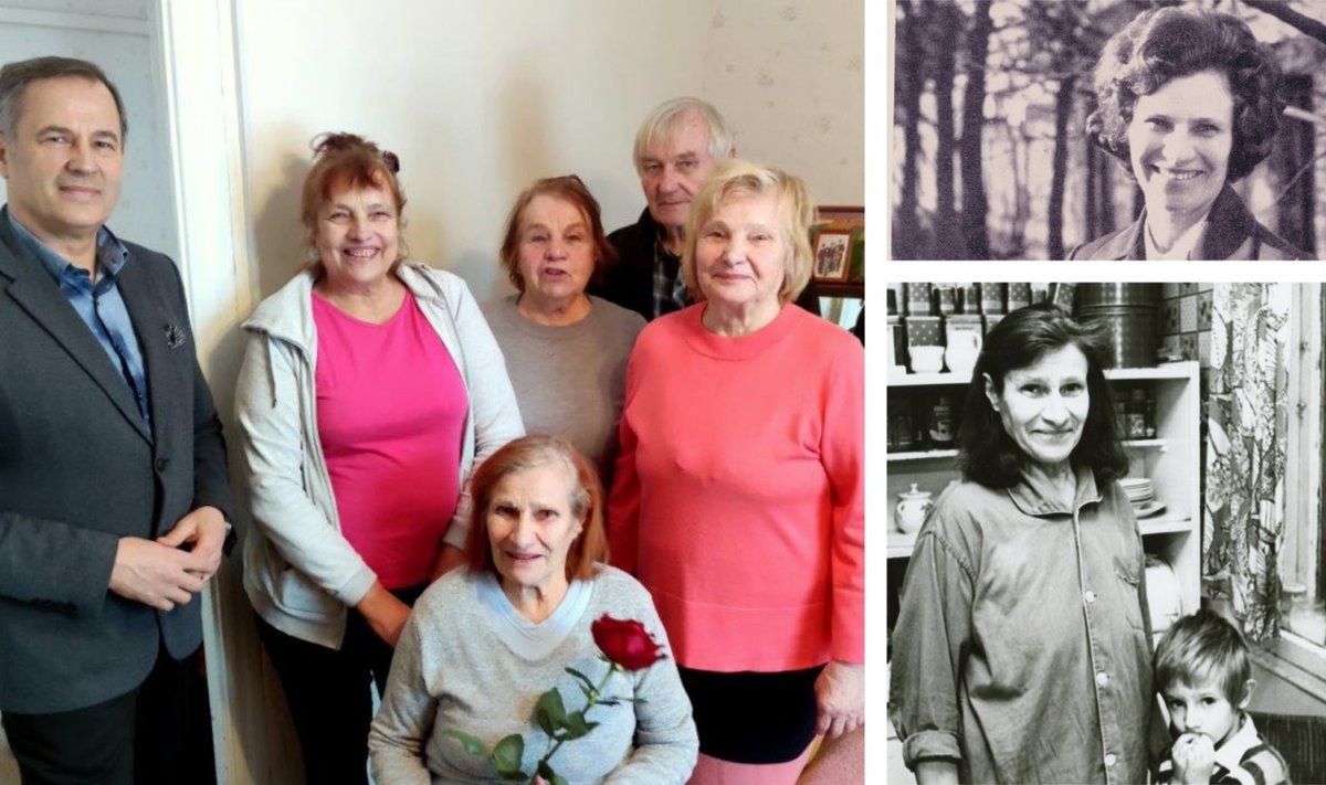 Leida Peips oma 85. sünnipäeva tähistamas koos oma õdede ja õemehega. Juubilari käis õnnitlemas ka Viljandi vallavanem Alar Karu.