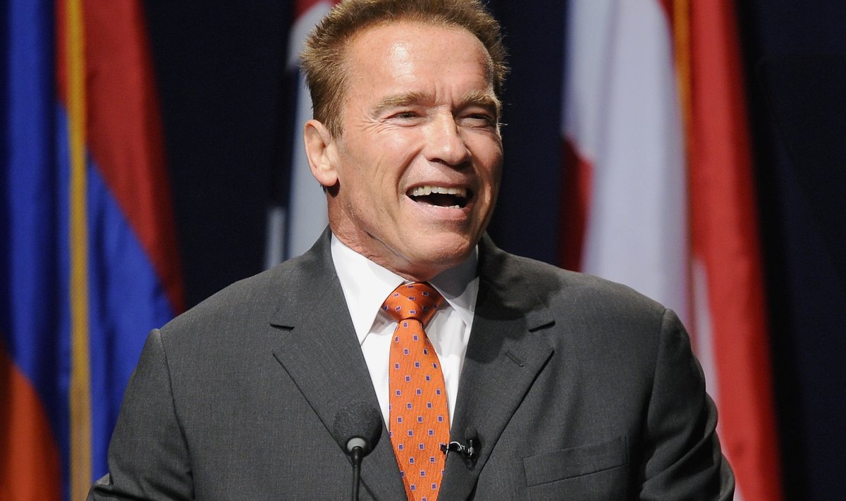 Schwarzenegger makes opening remarks during University of Southern California's Schwarzenegger Institute for State and Global Policy inaugural Symposium in Los Angeles