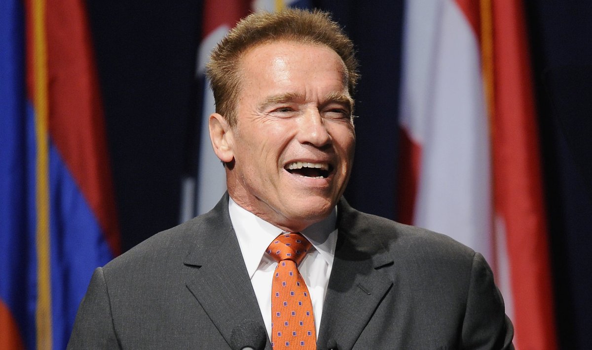 Schwarzenegger makes opening remarks during University of Southern California's Schwarzenegger Institute for State and Global Policy inaugural Symposium in Los Angeles